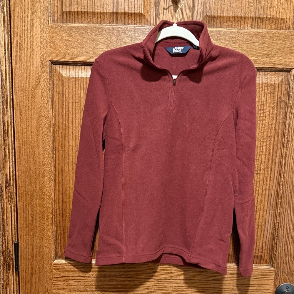 Lands' End Maroon Quarter-Zip Fleece Pullover XS NWT